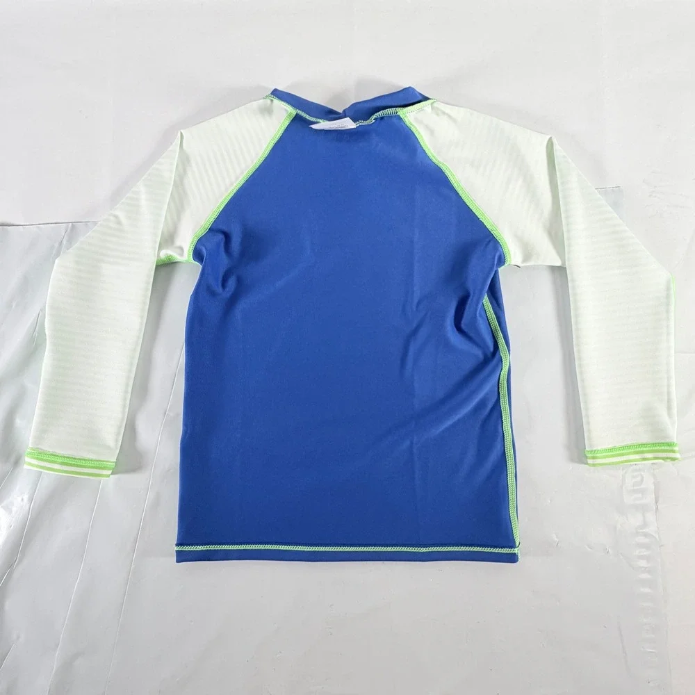 Little Dolfin Kids Mock Neck Long Sleeve Swim Rash Guard‎ Blue Stripe Size 5